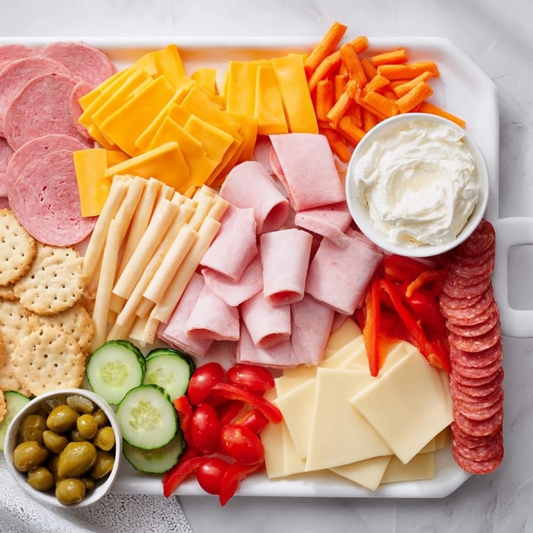 Inviting image of a Budget-Friendly Family Spread featuring sliced meats, cheeses, and crackers perfect for sharing.