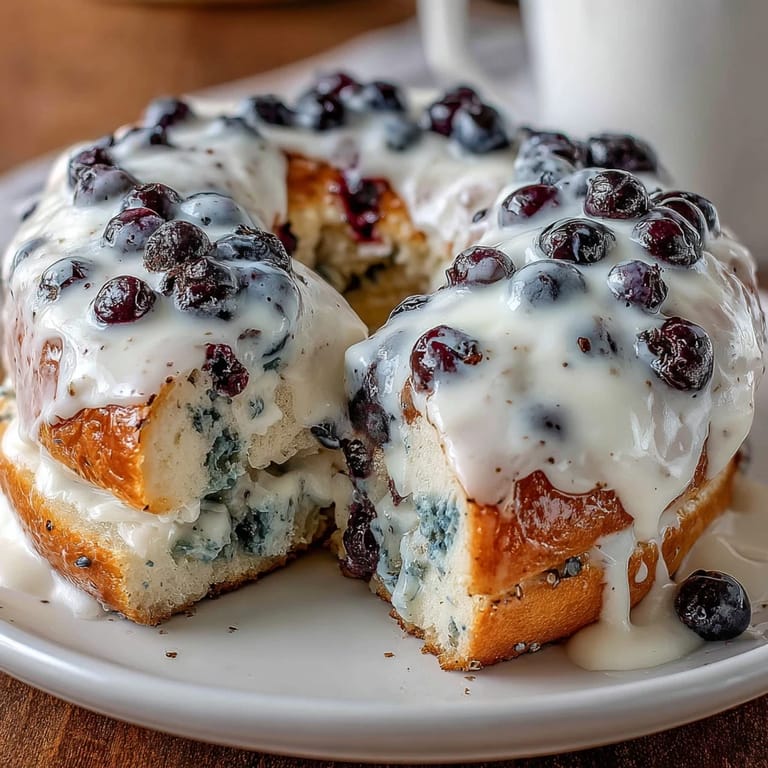 Soft and chewy blueberry bagels with a protein boost, finished with a tangy Greek yogurt frosting for extra flavor.