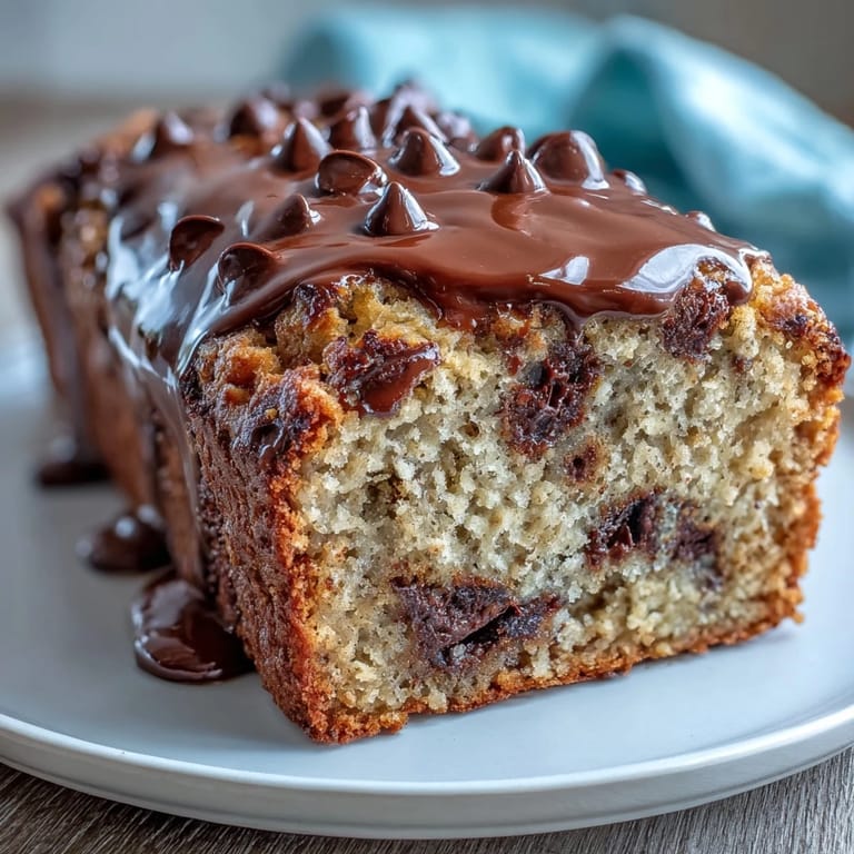 Wholesome chocolate chip protein banana bread loaf, rich in banana flavor and studded with dark chocolate chips, perfect for a healthy snack.