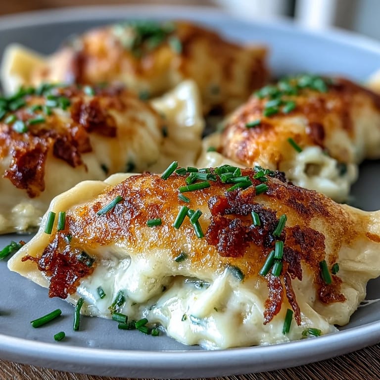Comforting potato and cheese pierogi, perfectly pan-fried for a satisfying bite.