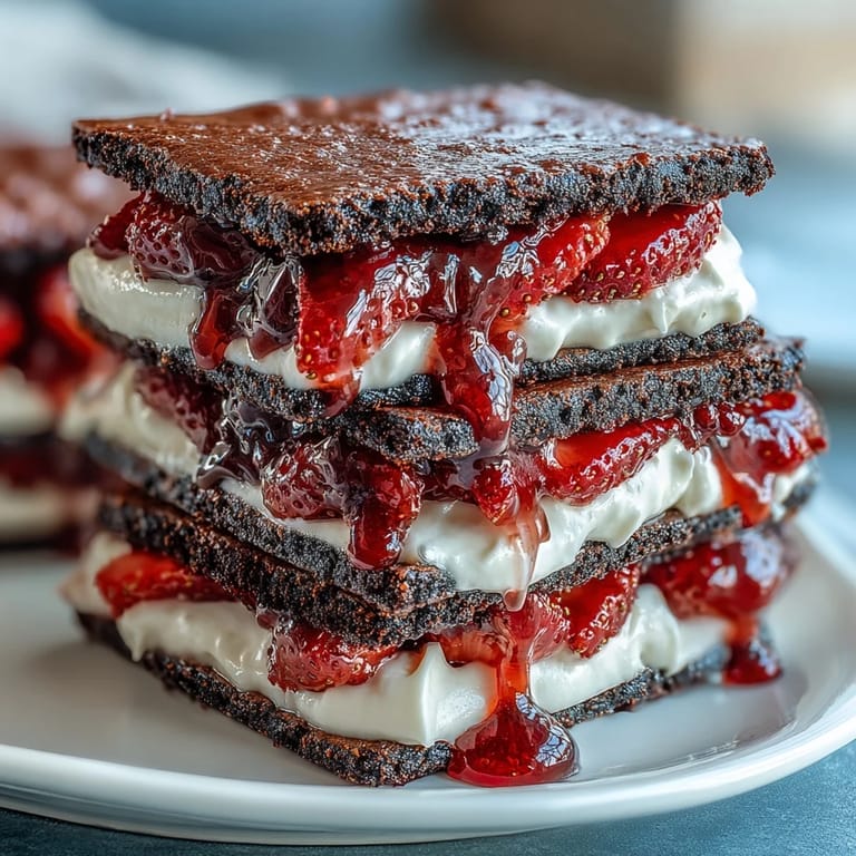 Golden strawberry black sesame shortcakes meet creamy layers and macerated fruit.